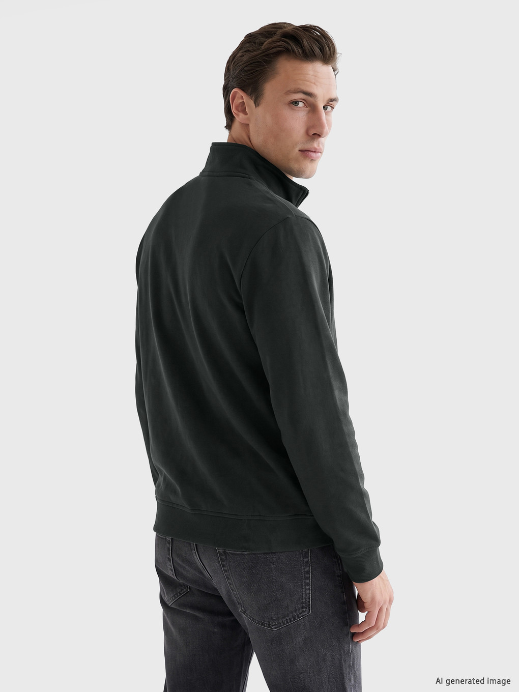 Mock Neck Men's Thick Sweatshirt-3
