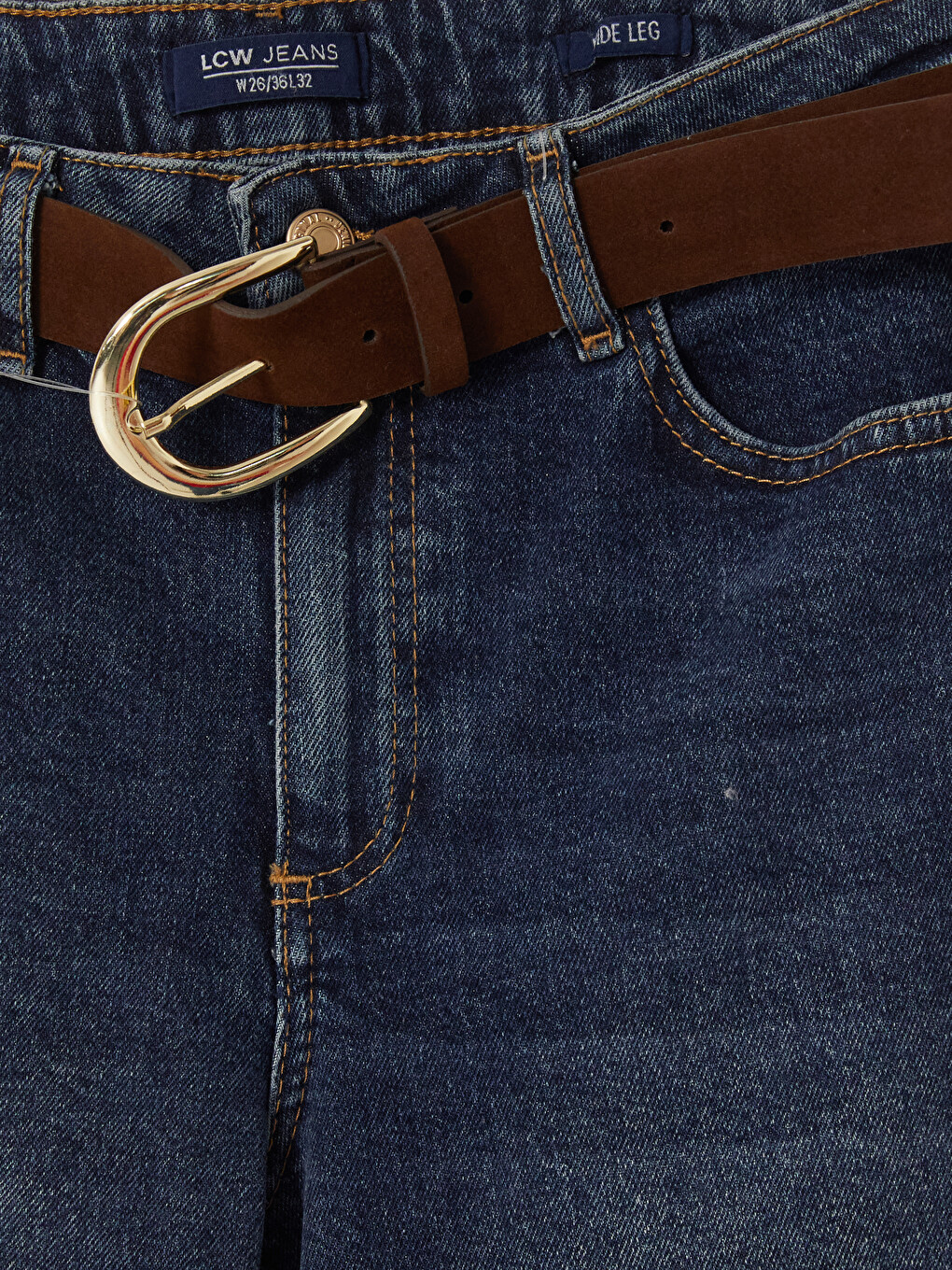İndigo Beli Kemerli Culotte Kadın Jean Pantolon-2