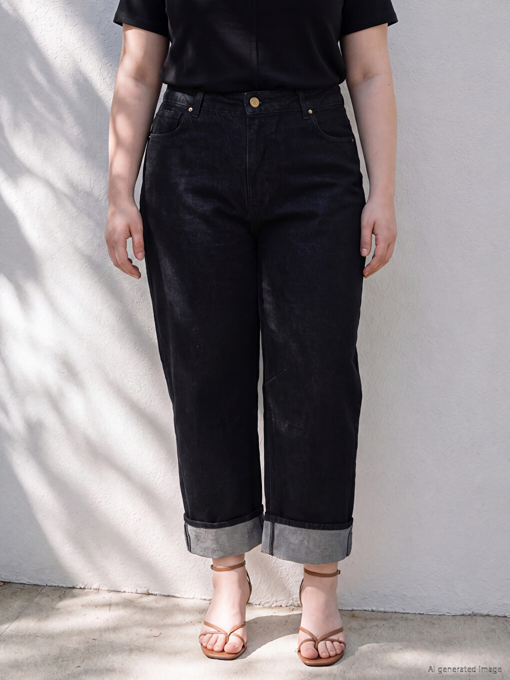 Siyah Barrel Fit Kadın Jean Pantolon-3