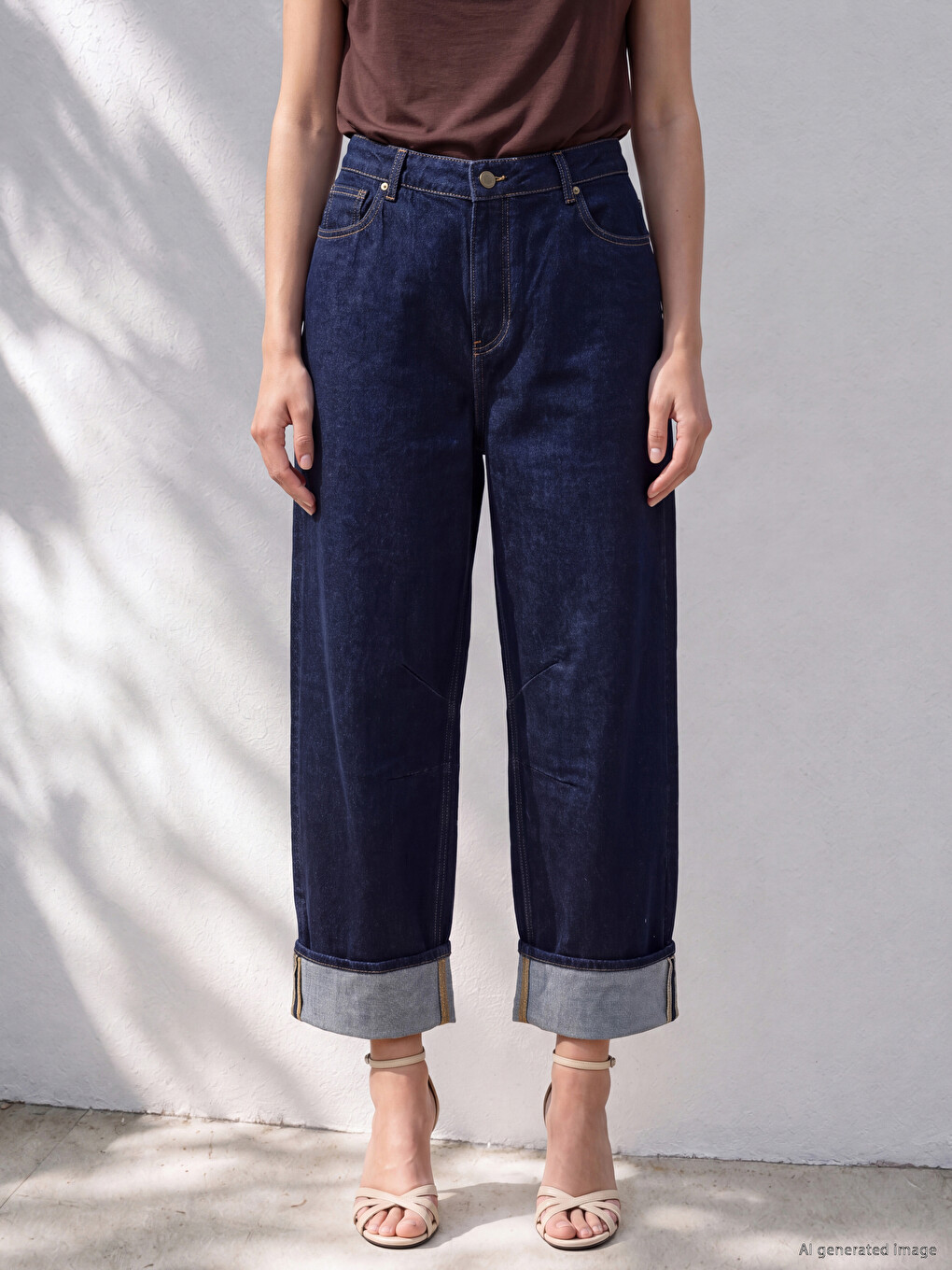 Lacivert Barrel Fit Kadın Jean Pantolon-1
