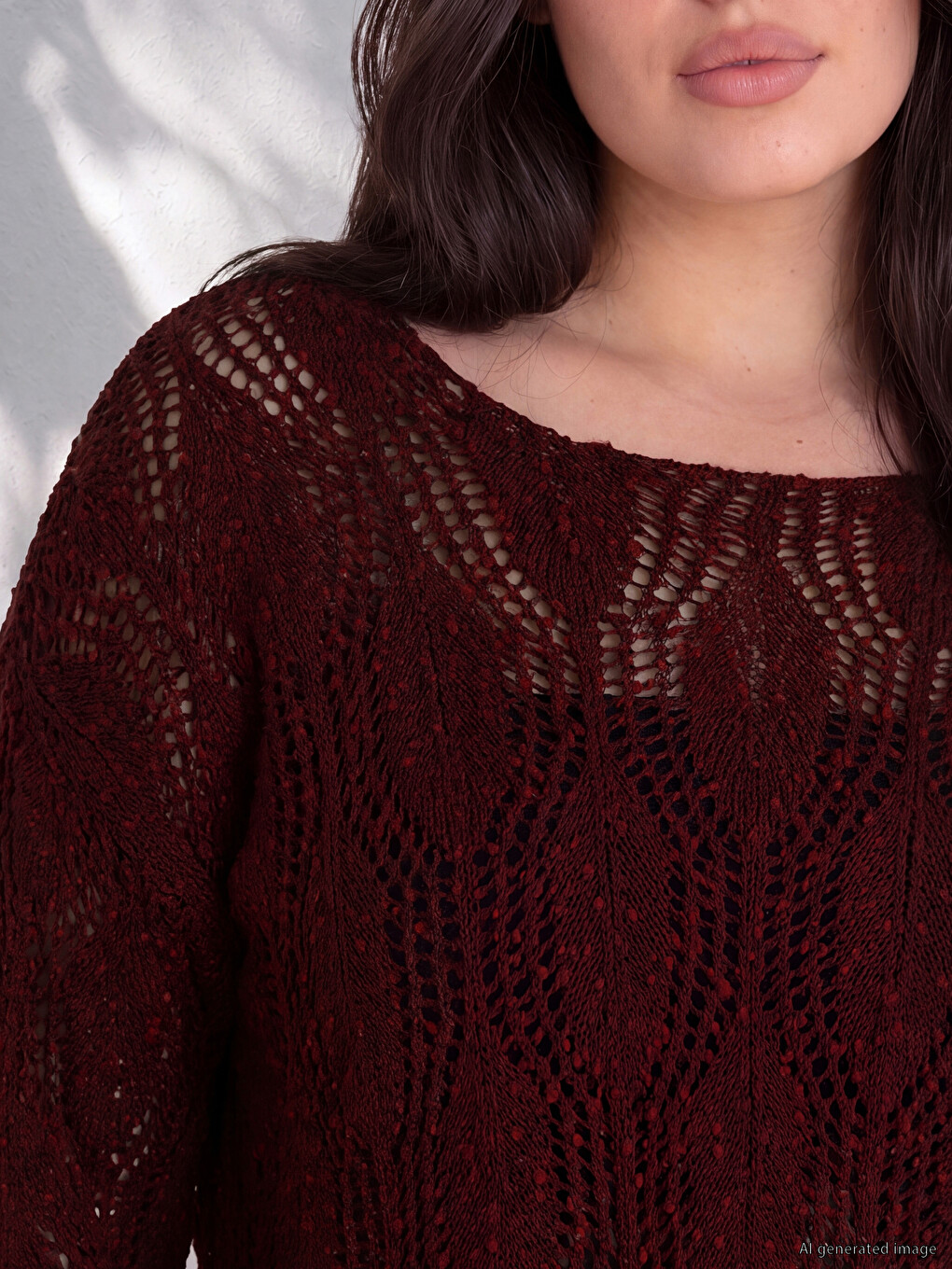 Plus Size Open-knit Women's Knitwear Sweater-1