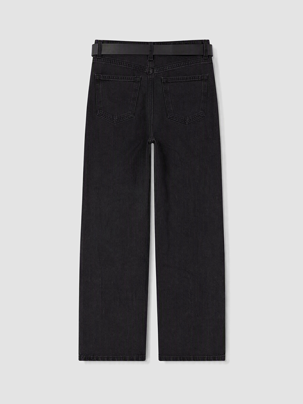 Siyah Beli Kemerli Culotte Fit Kadın Jean Pantolon-2