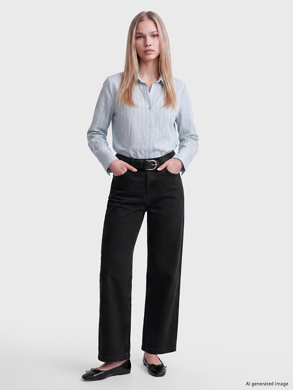 Blugi Culotte Cu Talie Înaltă Și Curea Pentru Femei
