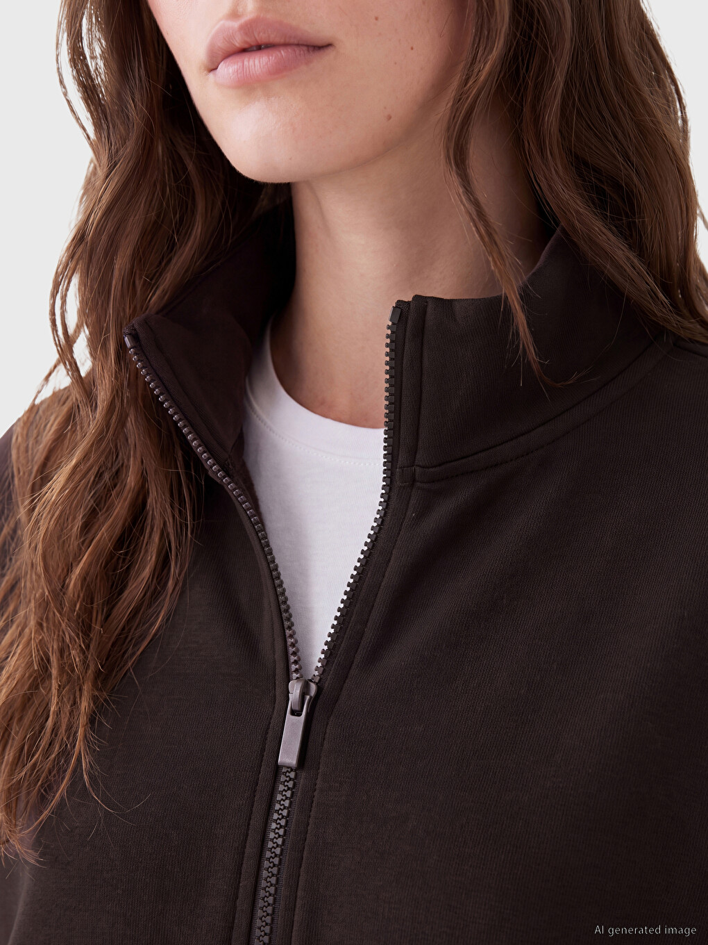 Kahverengi Soft Touch Kadın Sweatshirt Tunik-2