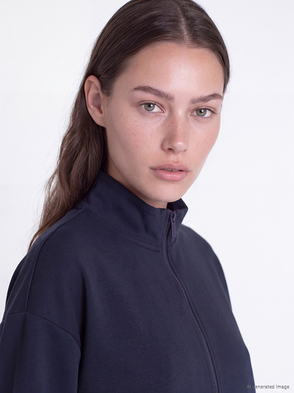 Lacivert Soft Touch Kadın Sweatshirt Tunik-2