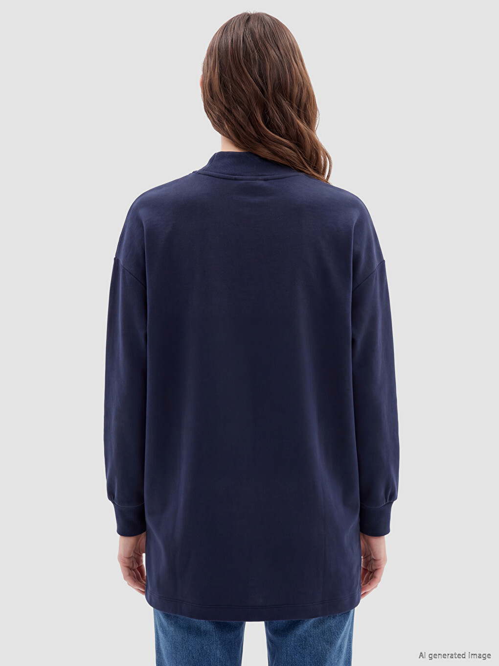 Lacivert Soft Touch Kadın Sweatshirt Tunik-3