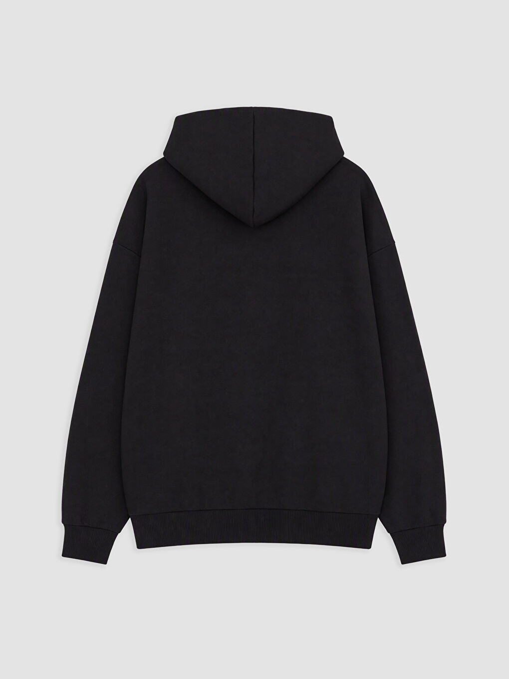 Siyah Kapüşonlu Stitch Baskılı Sweatshirt-1