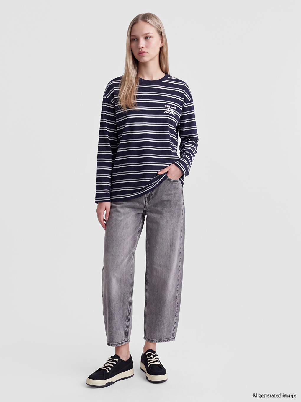 Siyah Barrel Fit Kadın Jean Pantolon