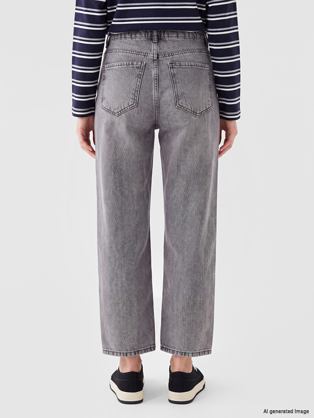 Siyah Barrel Fit Kadın Jean Pantolon-3