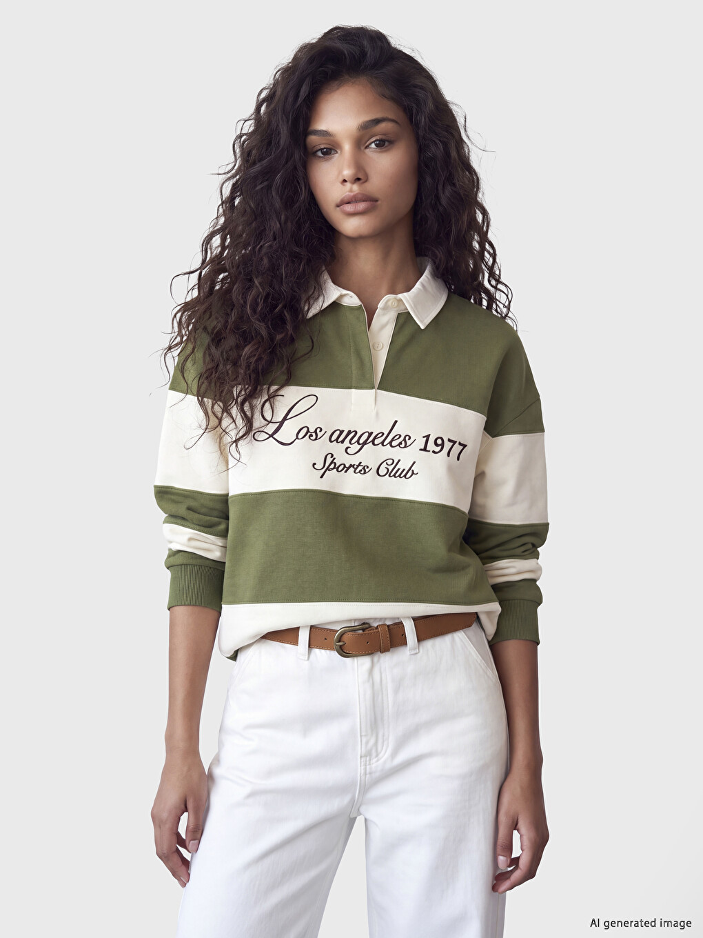 Bej Baskılı Kadın Kalın Sweatshirt