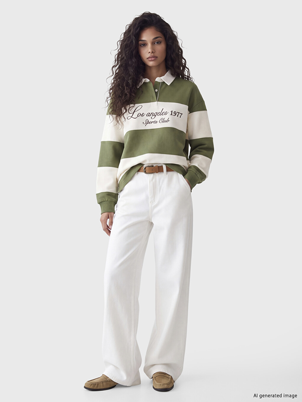 Bej Baskılı Kadın Kalın Sweatshirt-1