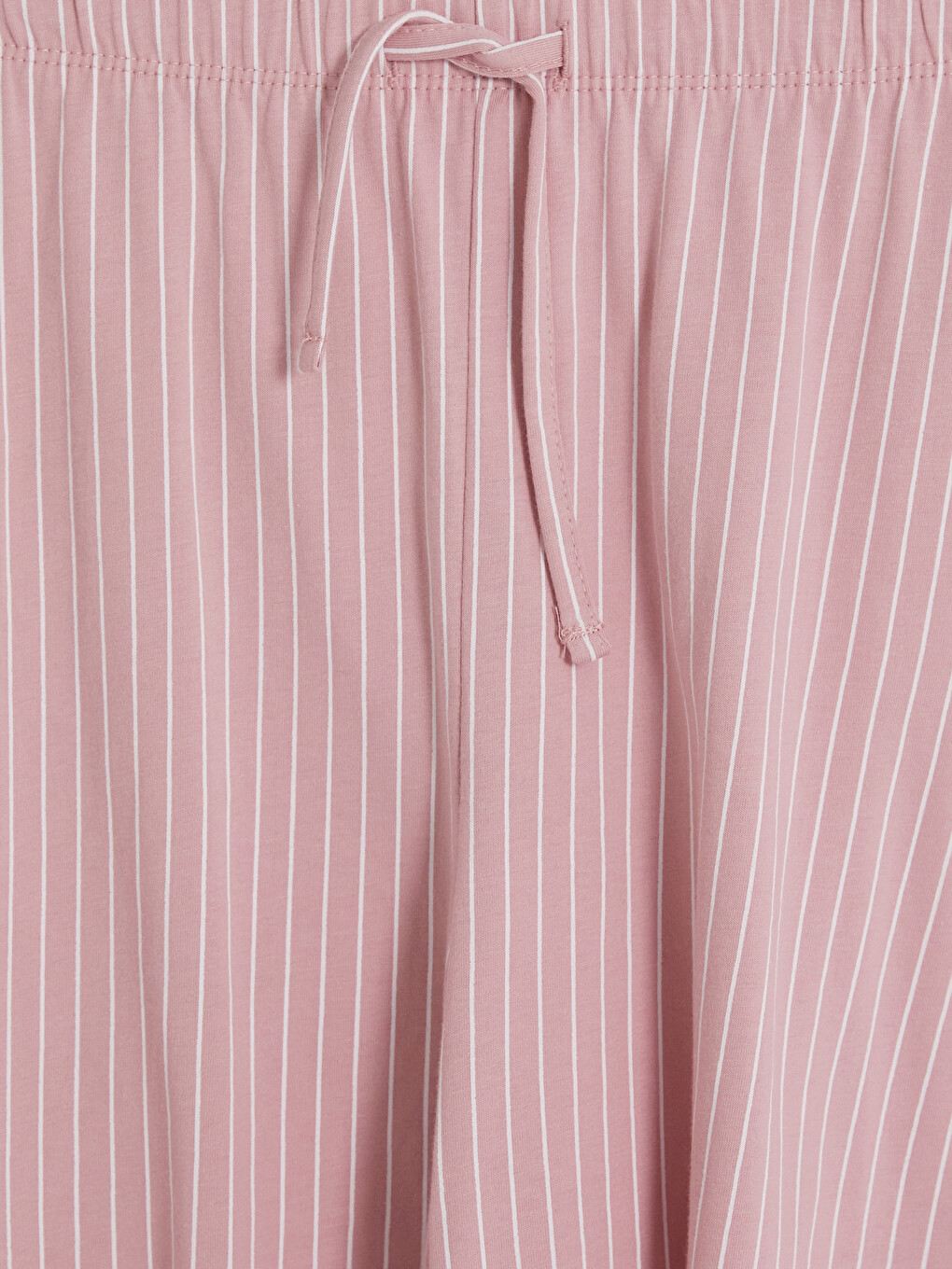 Pembe Beli Lastikli Çizgili Kadın Şort Pijama Alt-2