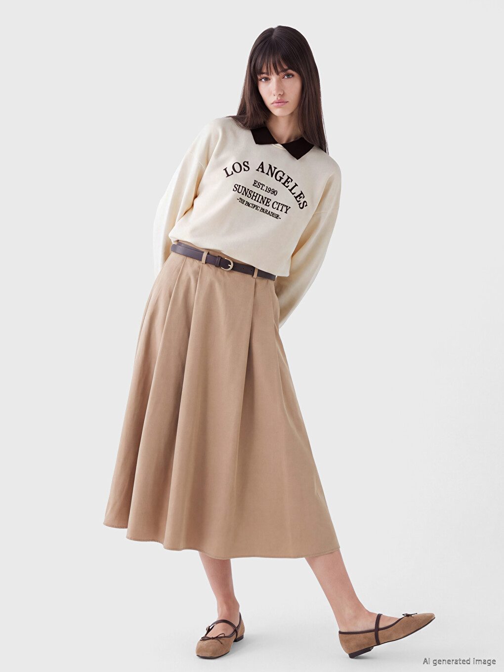 Polo Collar Oversize Women's Thick Sweatshirt-1
