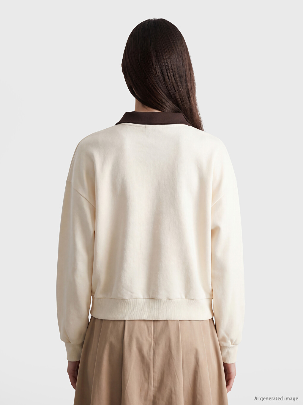 Polo Collar Oversize Women's Thick Sweatshirt-3