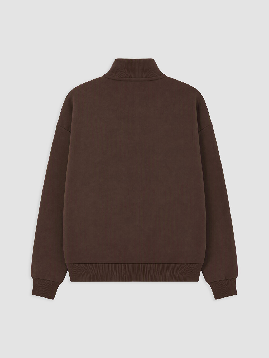 Kahverengi Dik Yaka Oversize Kadın Kalın Sweatshirt-1