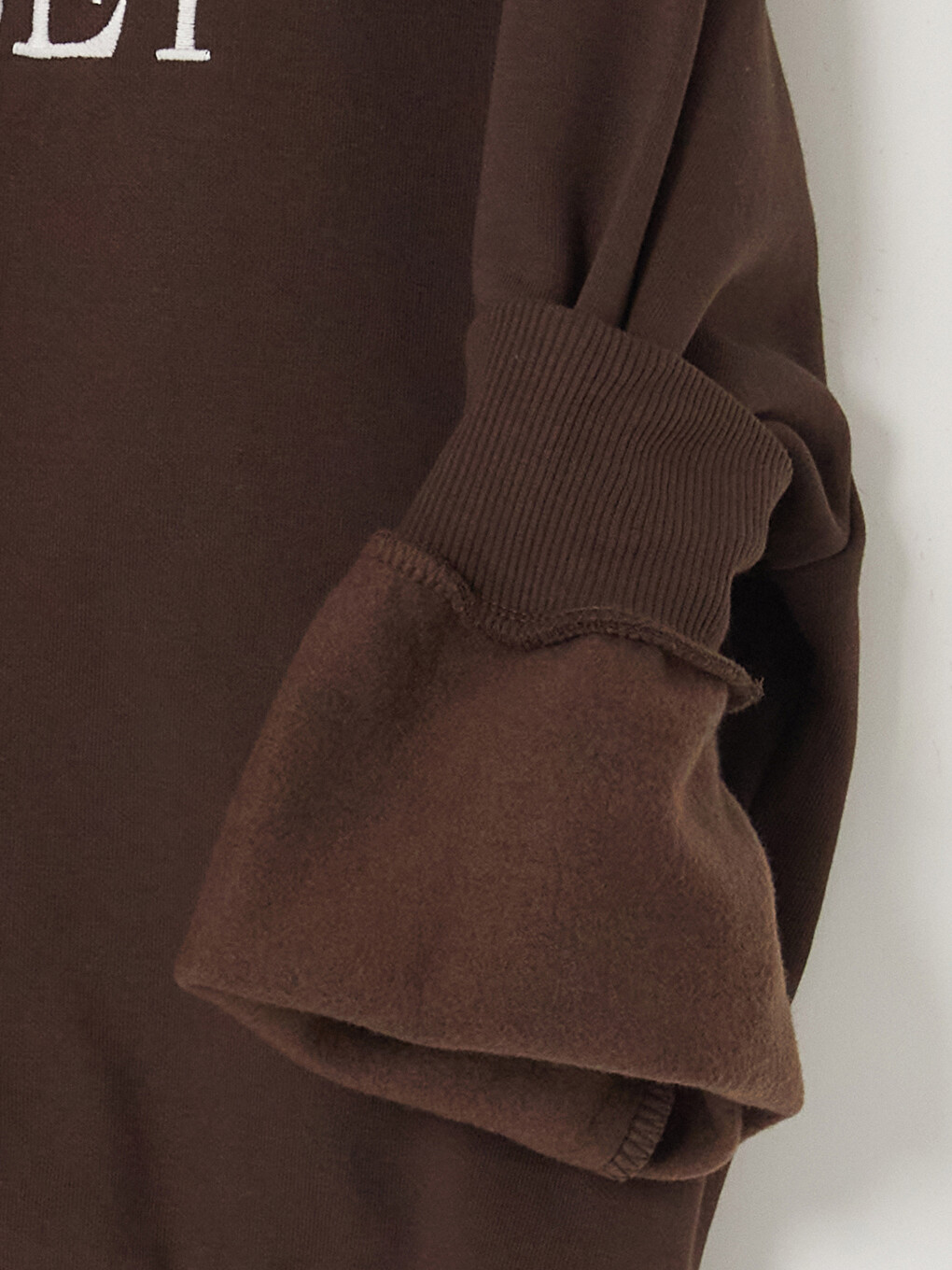 Kahverengi Dik Yaka Oversize Kadın Kalın Sweatshirt-3