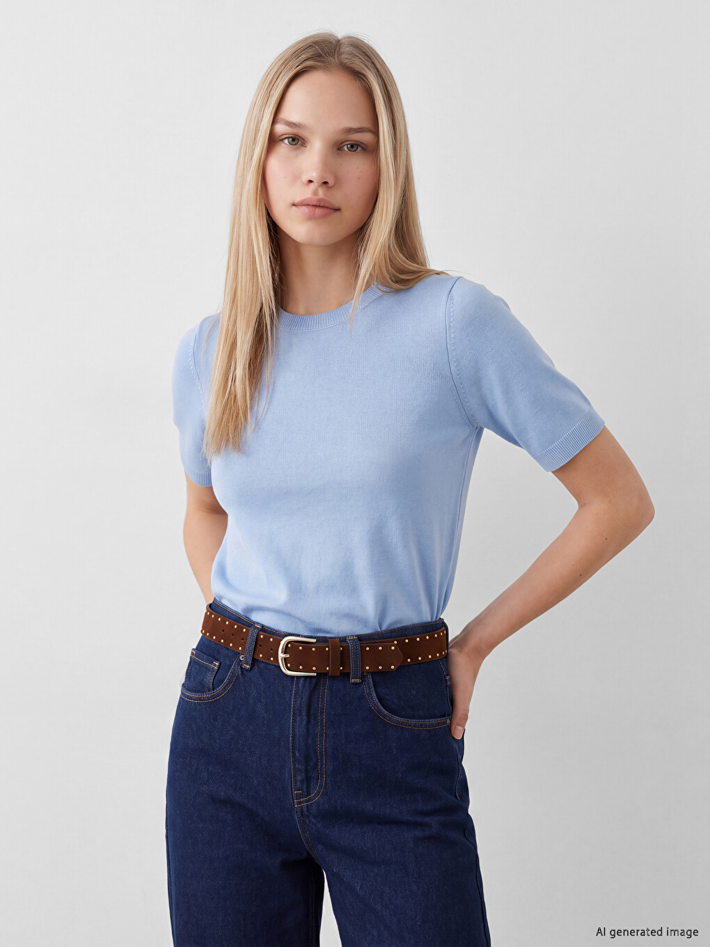 Woman Blue Sweater