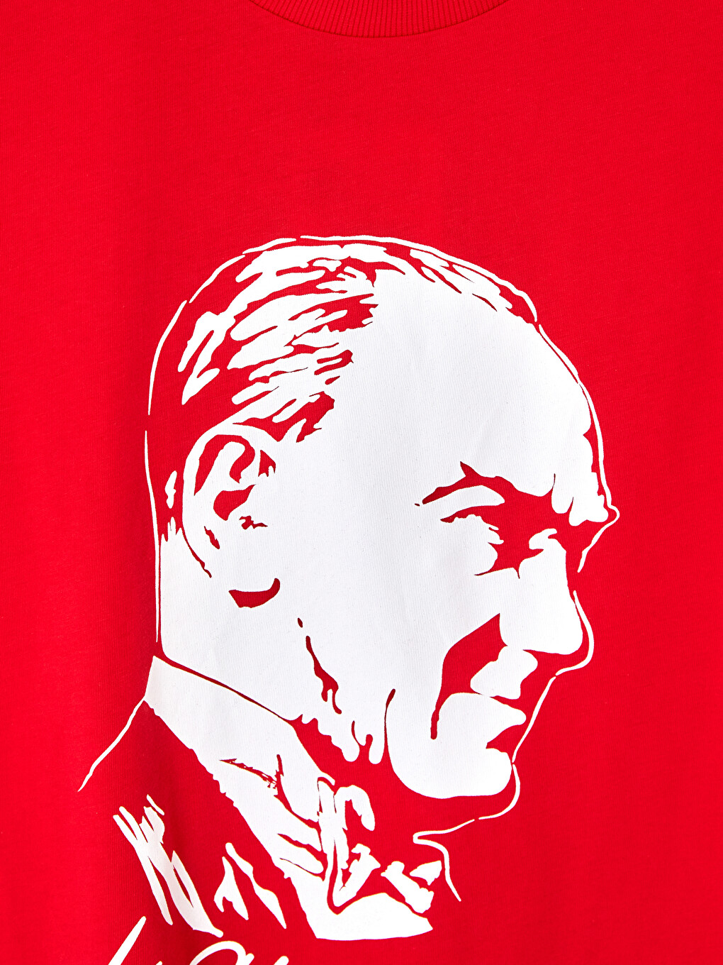 Kırmızı Atatürk Baskılı %100 Pamuklu Kadın Tişört-1