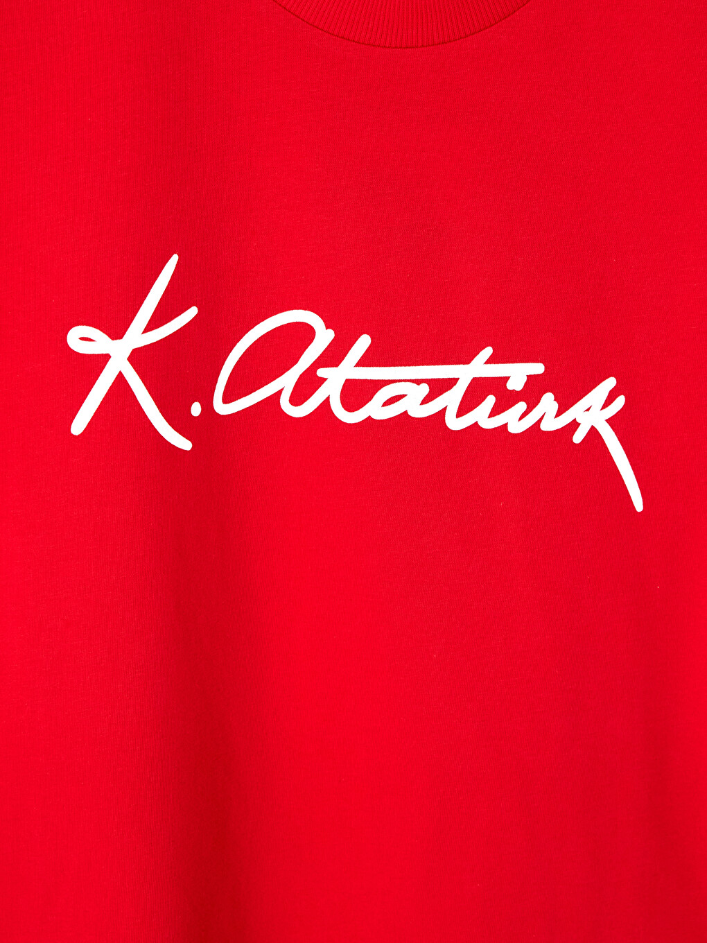 Kırmızı Atatürk Temalı %100 Pamuklu Kadın Tişört-1