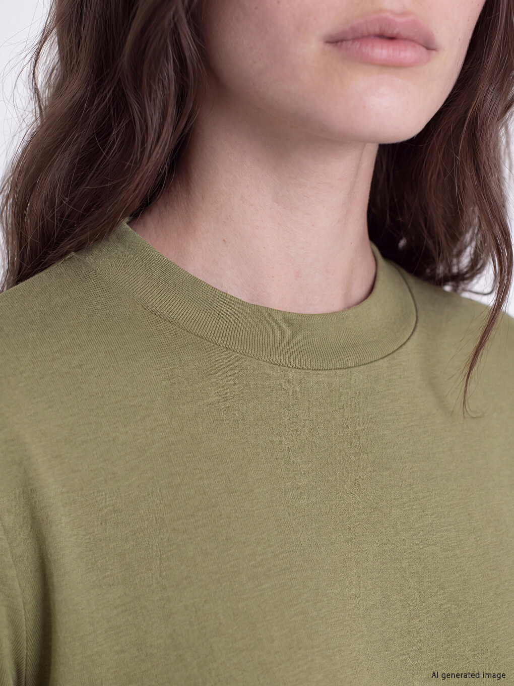 Haki Bisiklet Yaka Kadın Sweatshirt Tunik-2