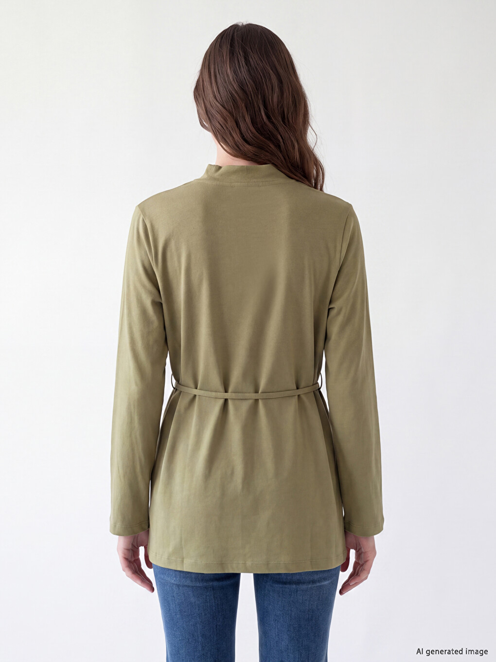 Haki Bisiklet Yaka Kadın Sweatshirt Tunik-3
