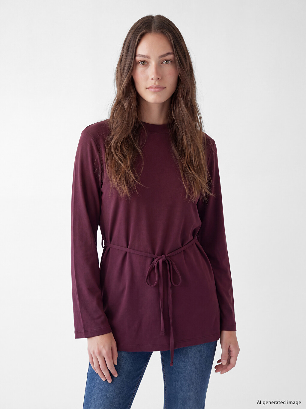 Mürdüm Bisiklet Yaka Kadın Sweatshirt Tunik