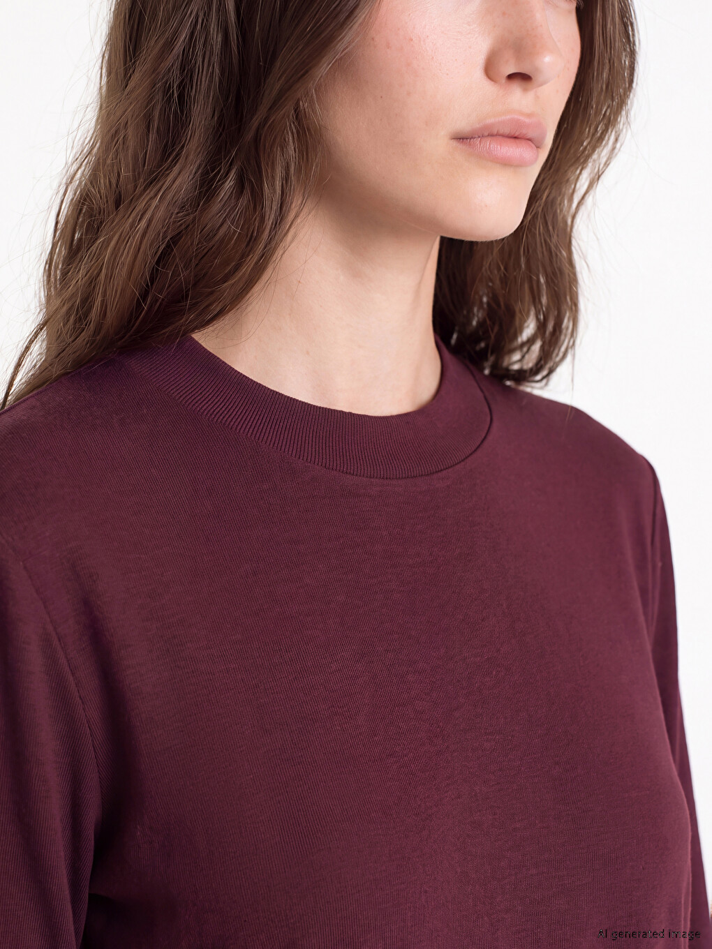 Mürdüm Bisiklet Yaka Kadın Sweatshirt Tunik-2