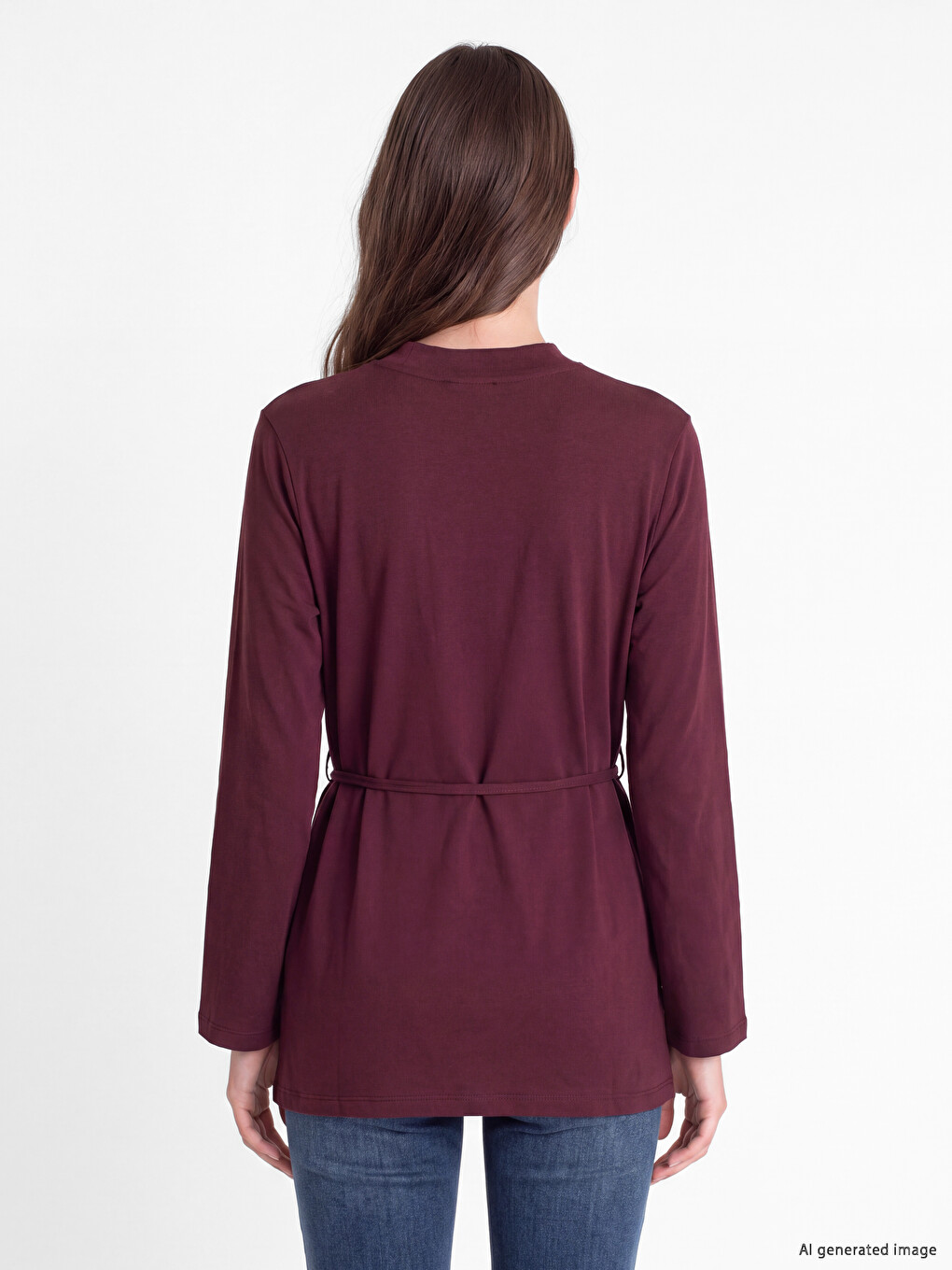Mürdüm Bisiklet Yaka Kadın Sweatshirt Tunik-3