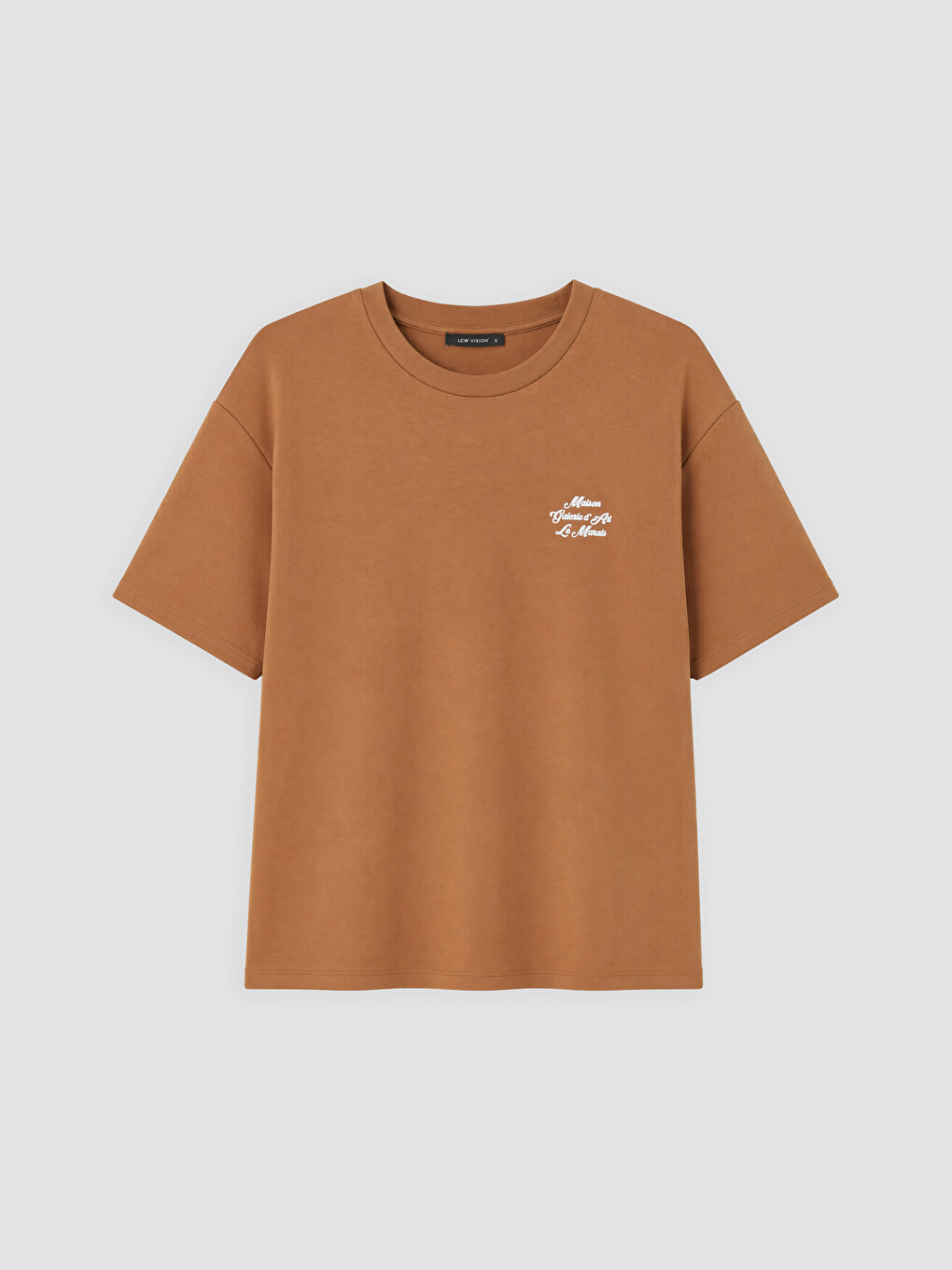 Femër Ngjyre Kafe T-shirt-4