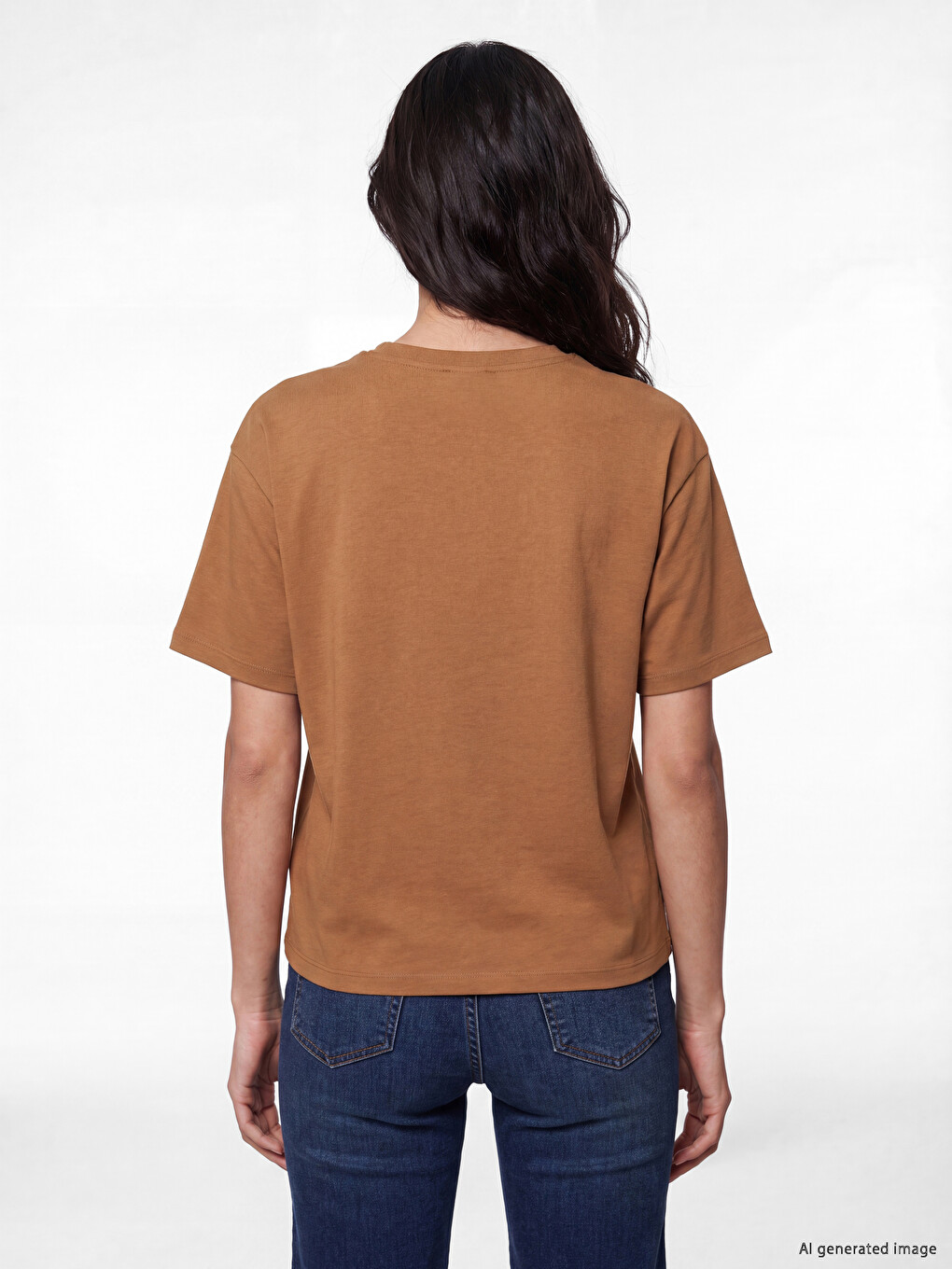 Femër Ngjyre Kafe T-shirt-3