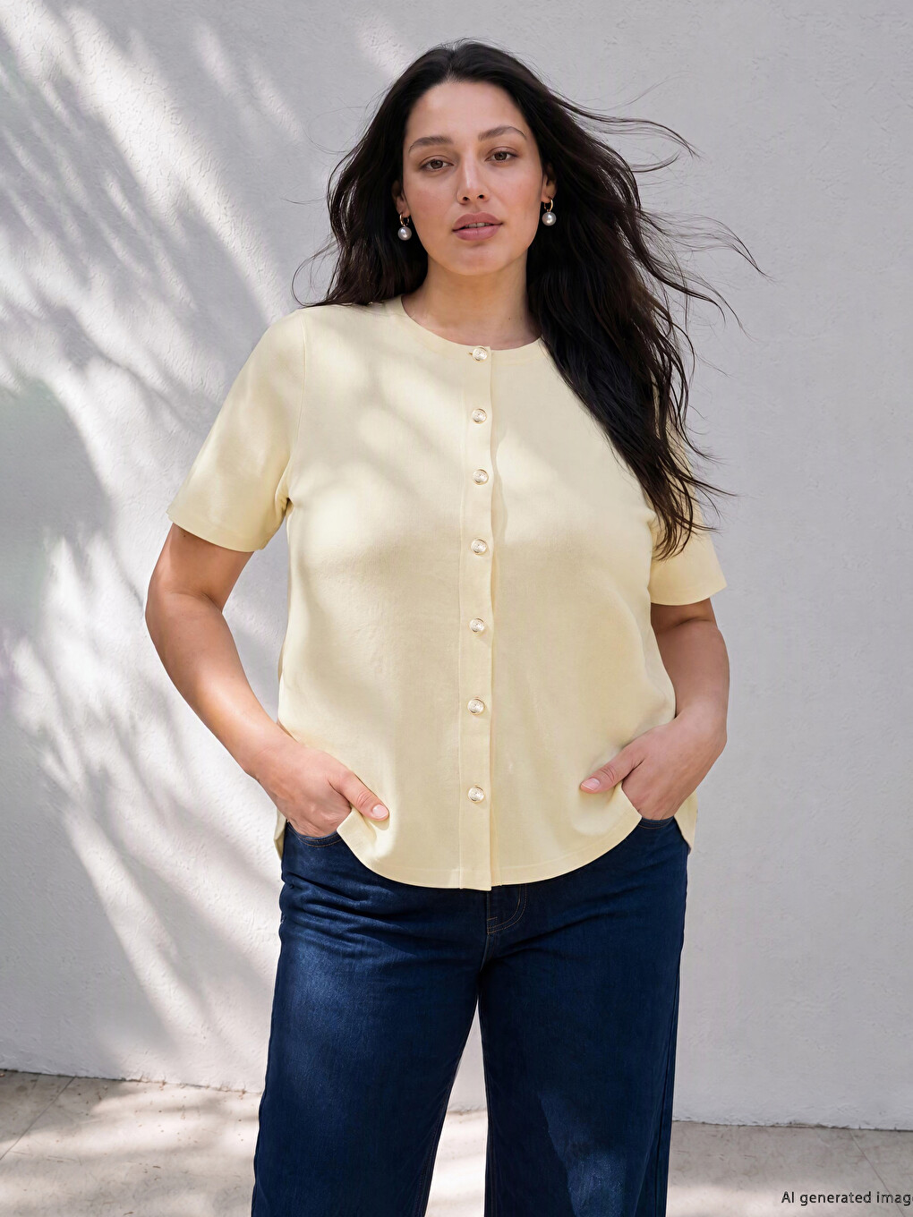 Plus Size Ornate Buttoned Women's Knitwear Cardigan