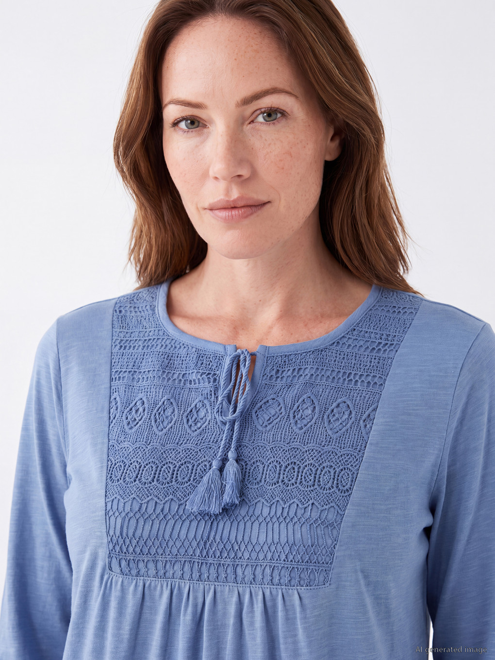 Tie Neck Embroidered Blouse-2