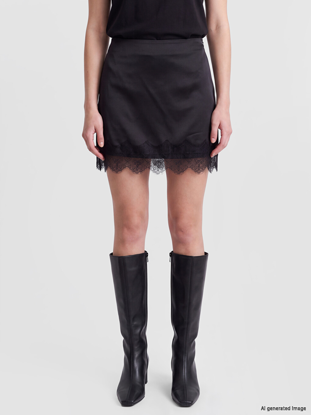 Zippered Lace Detailed Mini Skirt-1
