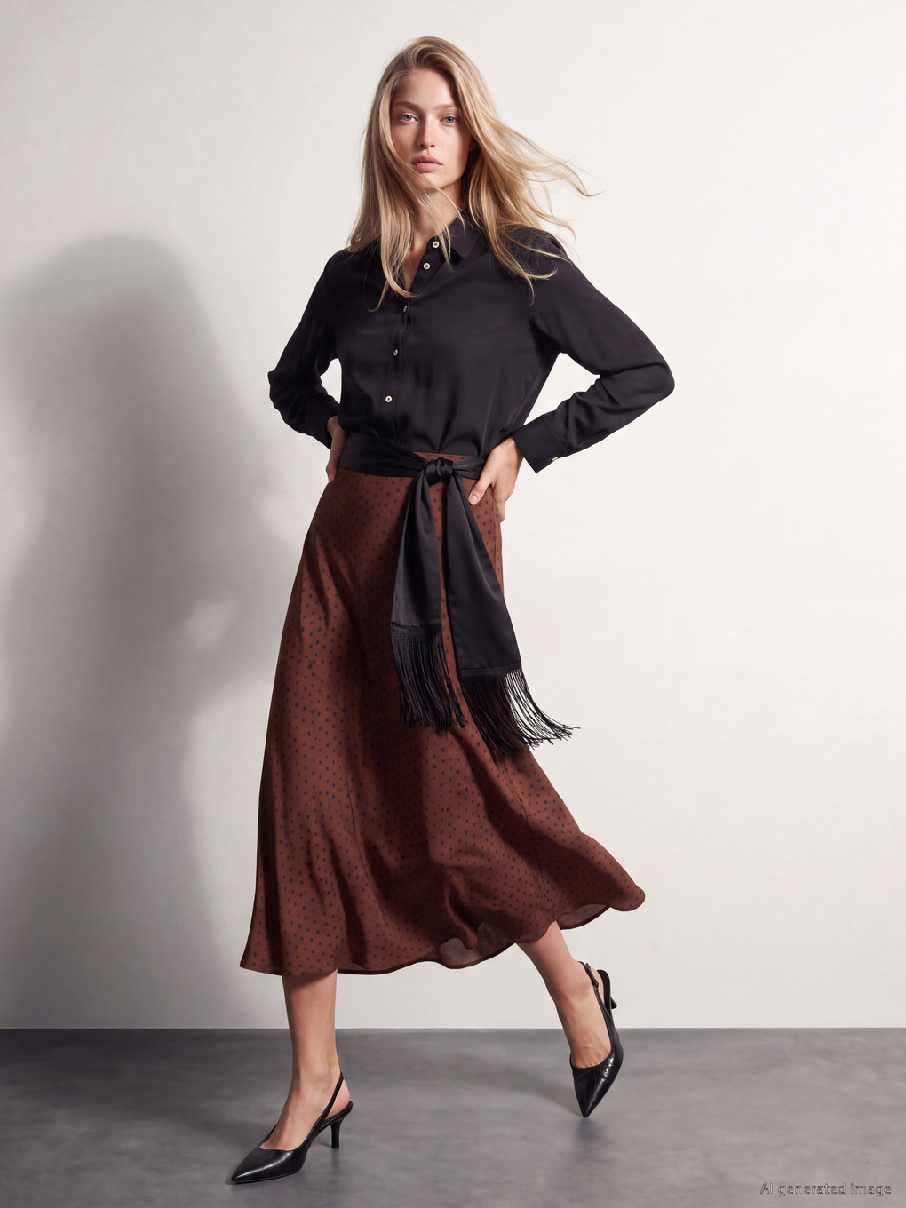  Polka Dot A Form Satin Skirt
