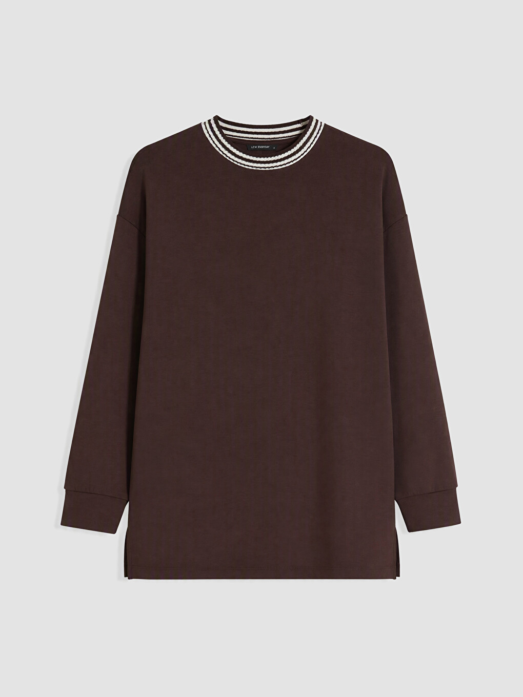 Kahverengi Oversize Soft Touch Kadın Sweatshirt Tunik