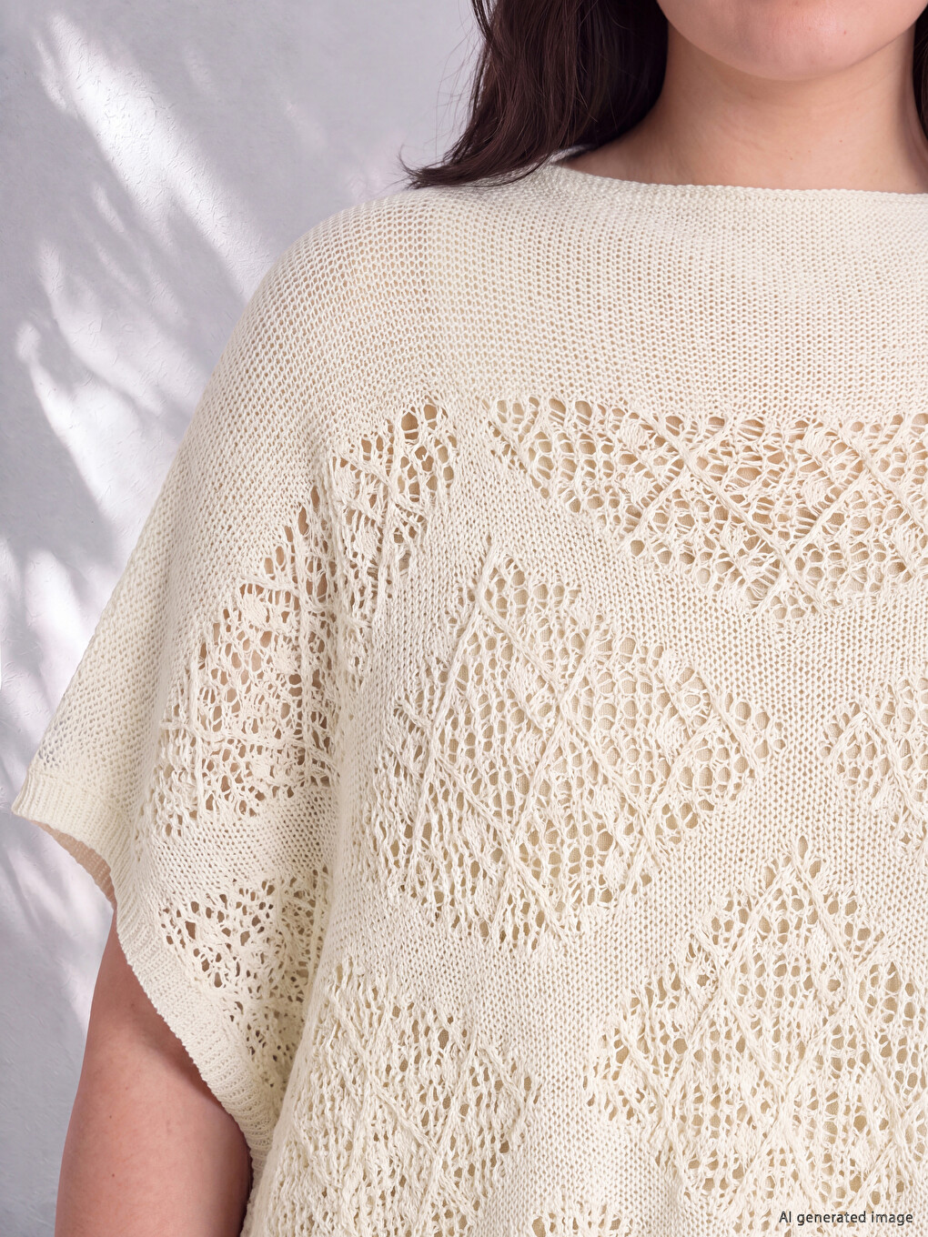 Woman Beige Poncho-1
