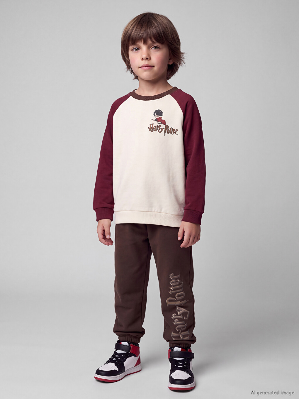 Bej Harry Potter Baskılı Erkek Çocuk Sweatshirt