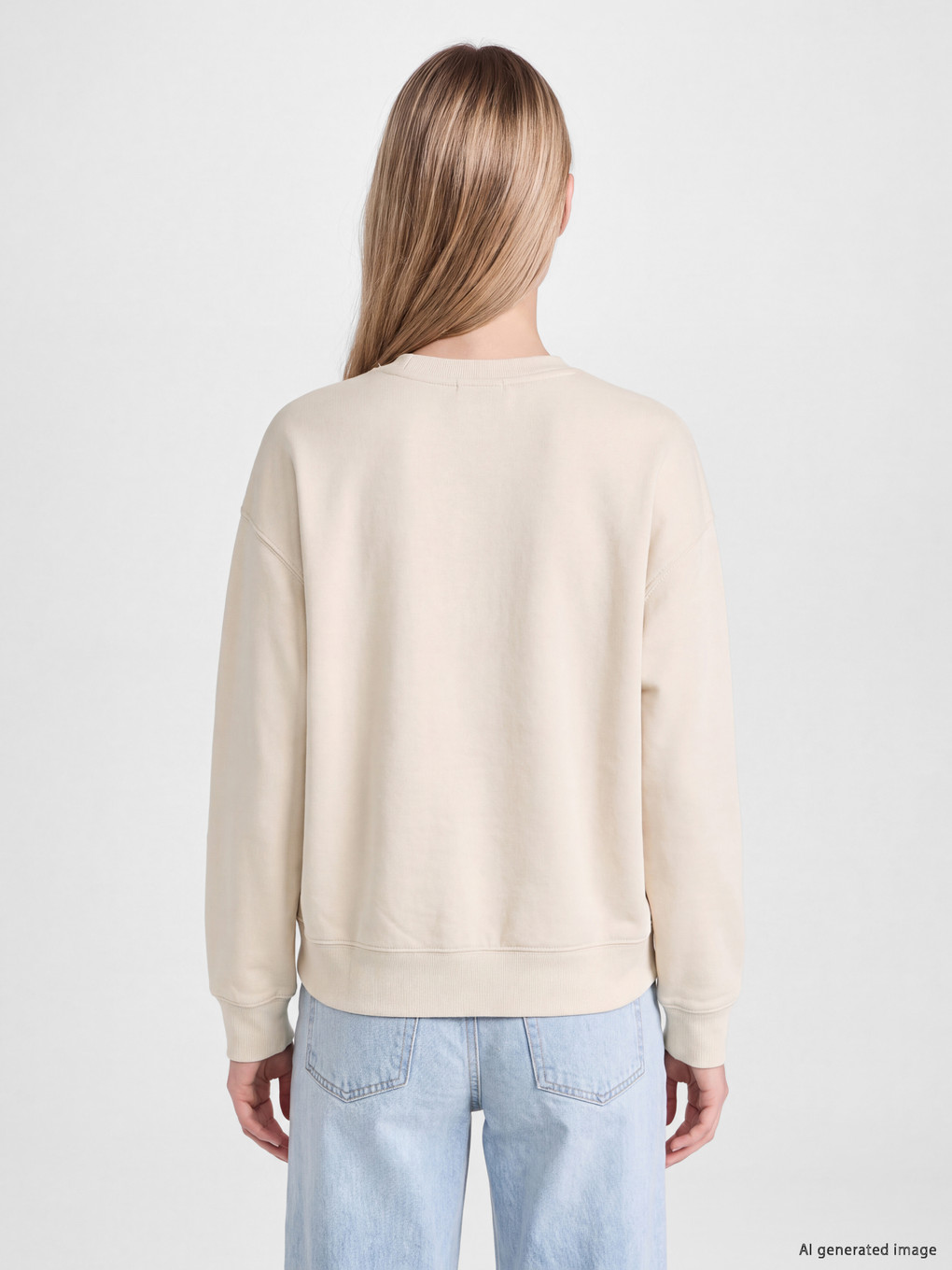 Bej Mickey Mouse Baskılı Soft Touch Kadın Sweatshirt-3