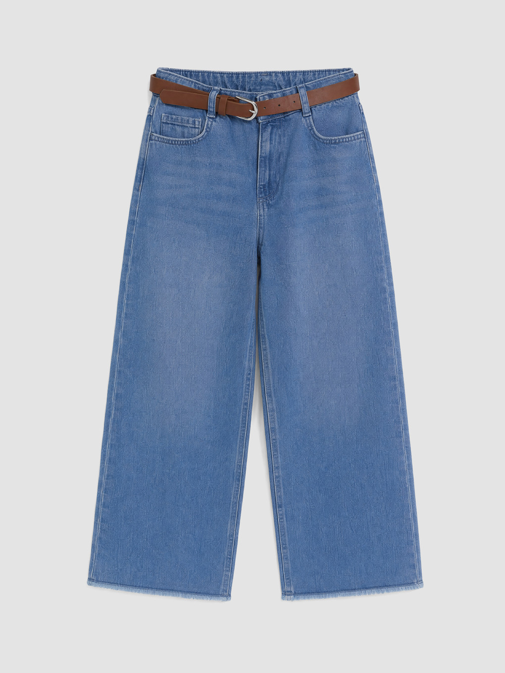 Mavi Wideleg Kemerli Kız Çocuk Jean Pantolon