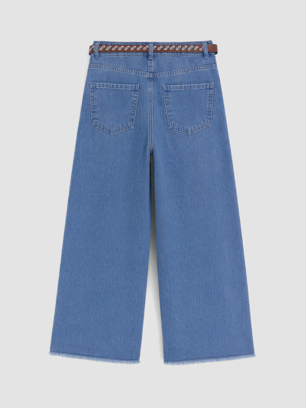 Mavi Wideleg Kemerli Kız Çocuk Jean Pantolon-2