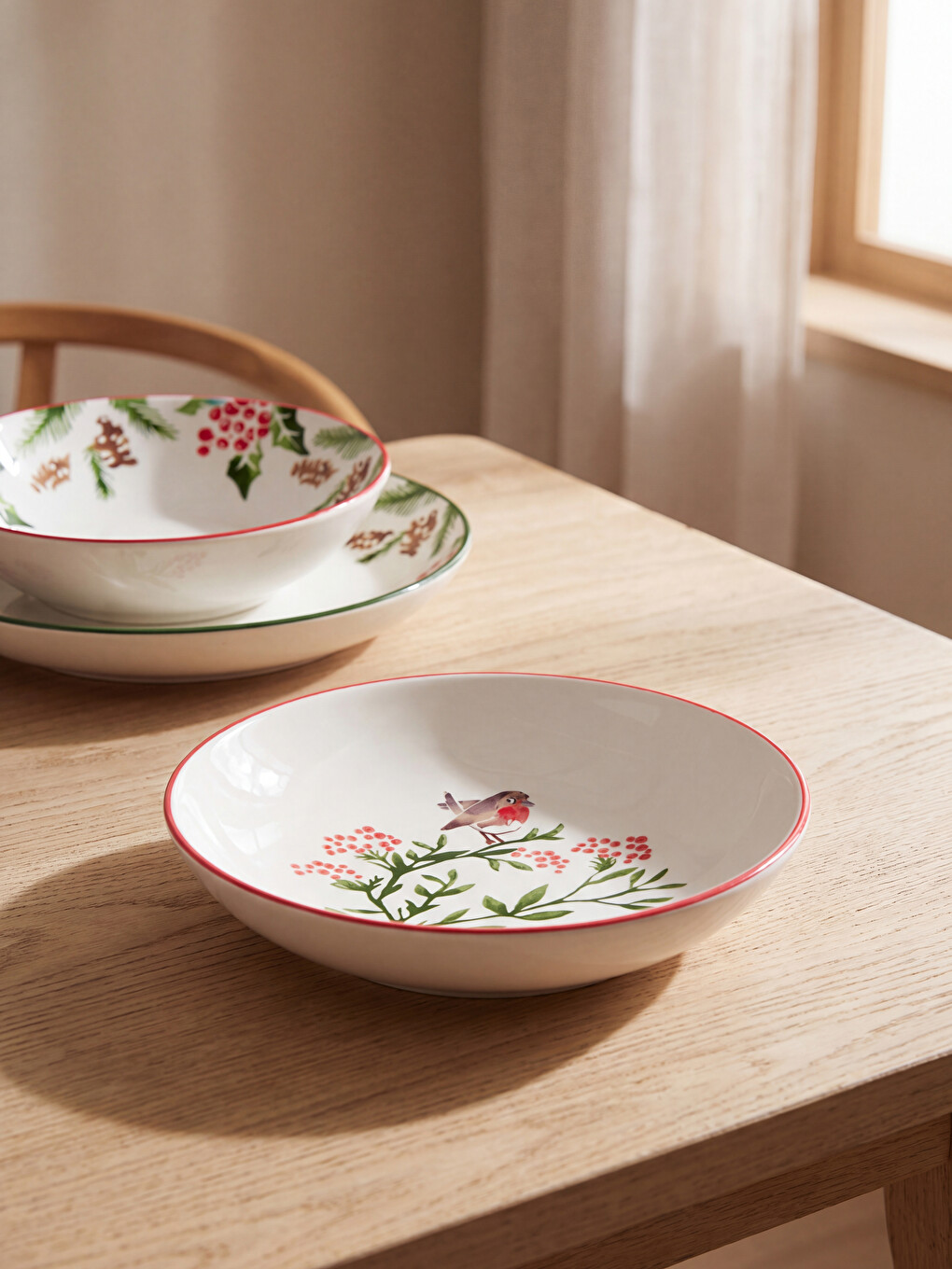 Flower Printed Ceramic Salad Bowl 23 Cm