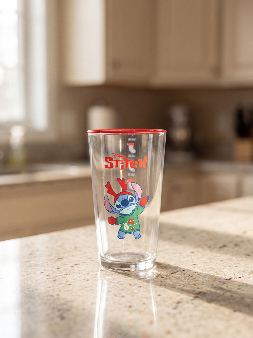 Karışık Stitch Baskılı Cam Bardak 550 Ml