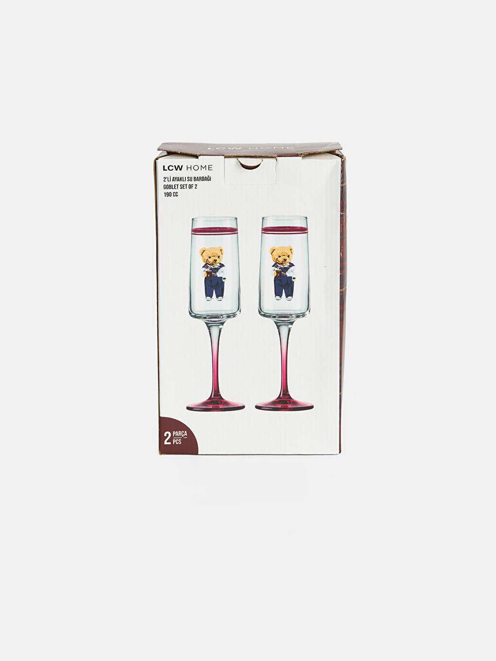 2 Pack Teddy Printed Glass Water Glass 190 Ml-1