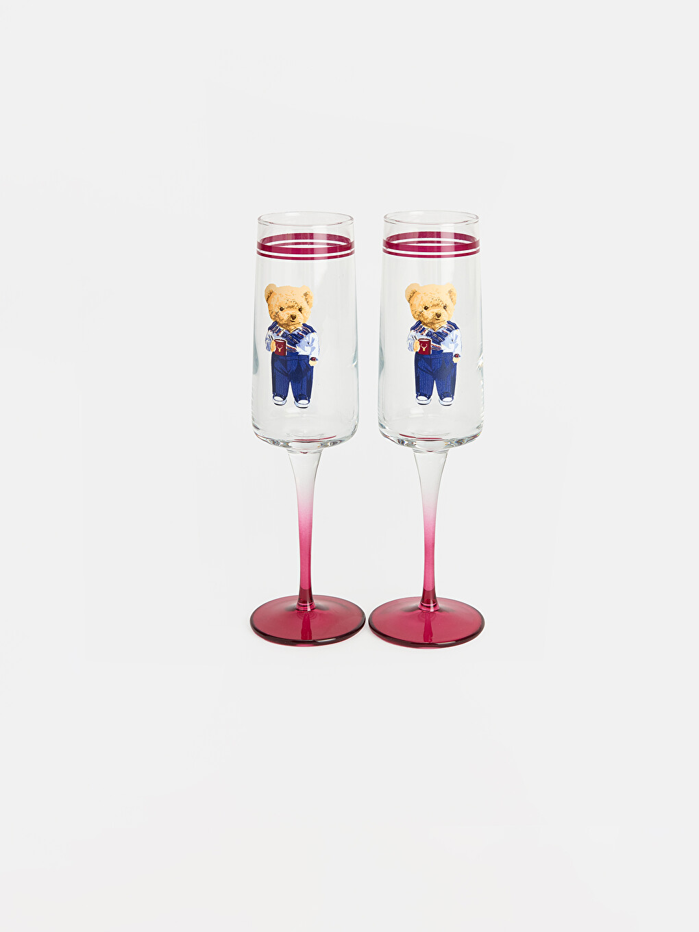 2 Pack Teddy Printed Glass Water Glass 190 Ml-2