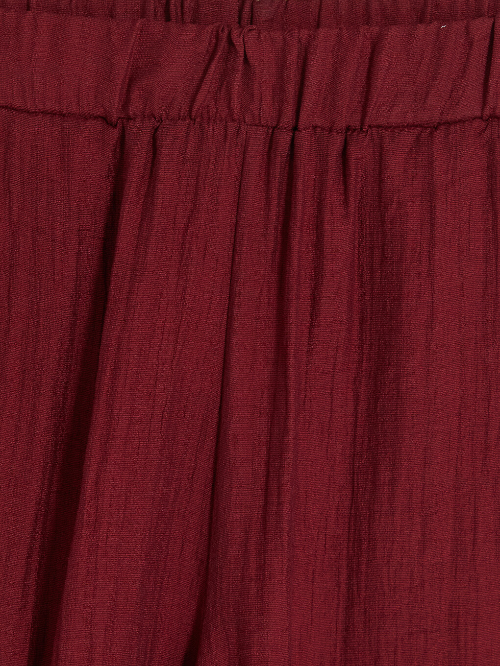 Bordo Beli Lastikli Dokulu Kadın Pantolon-2