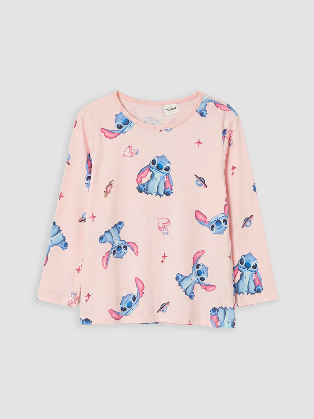 Pembe Stitch Kız Çocuk Pijama Takım-1