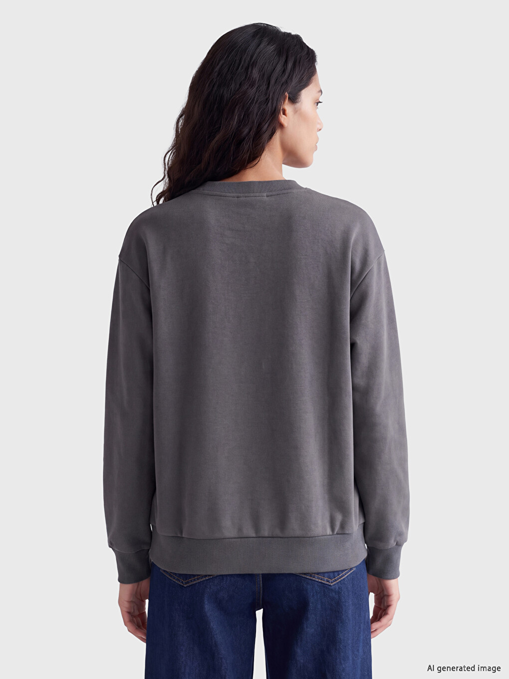 Antrasit Bugs Bunny Baskılı Oversize Kadın Sweatshirt-3