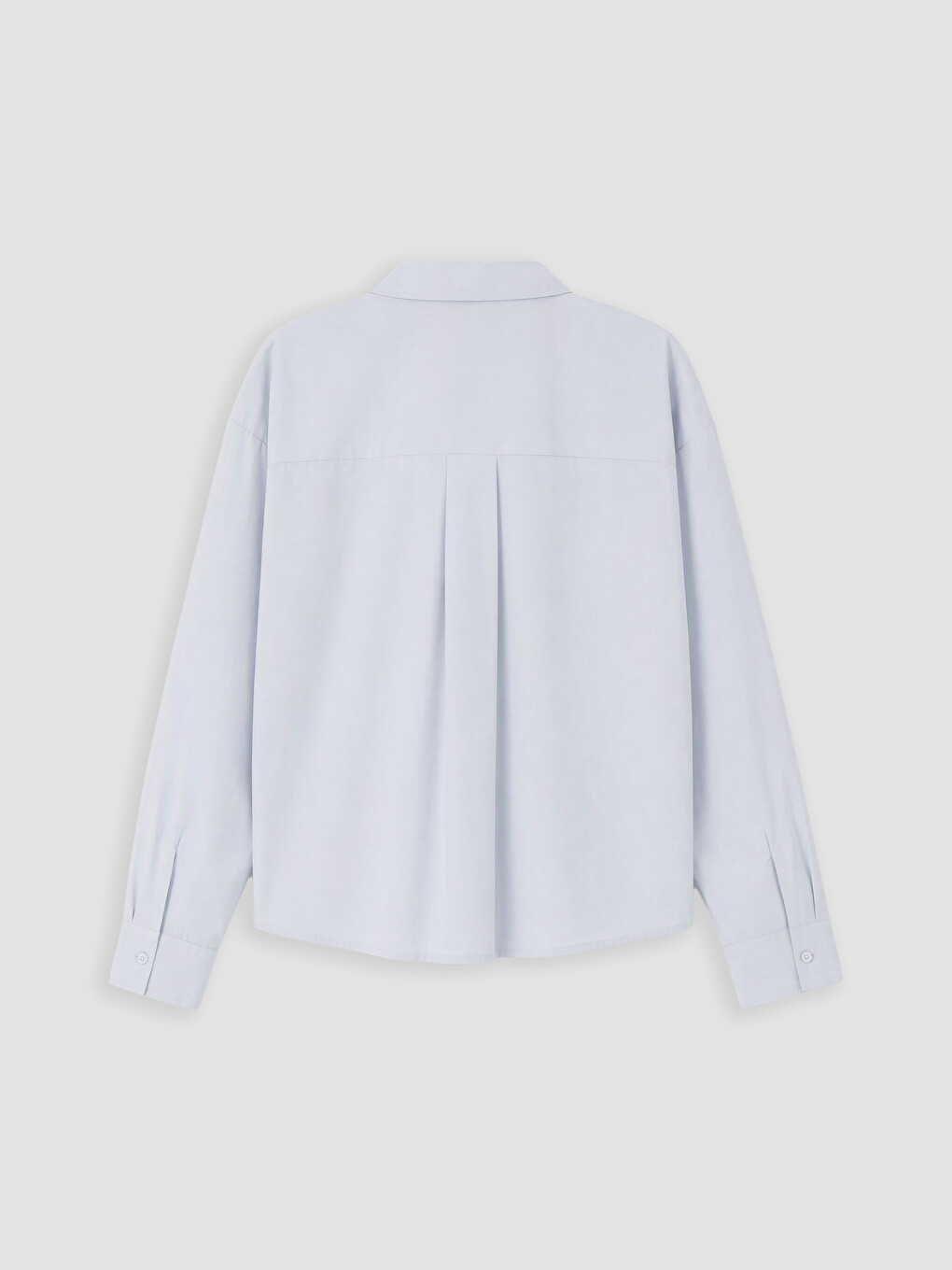 Mavi Bağlamalı Poplin Oversize Kadın Gömlek-2