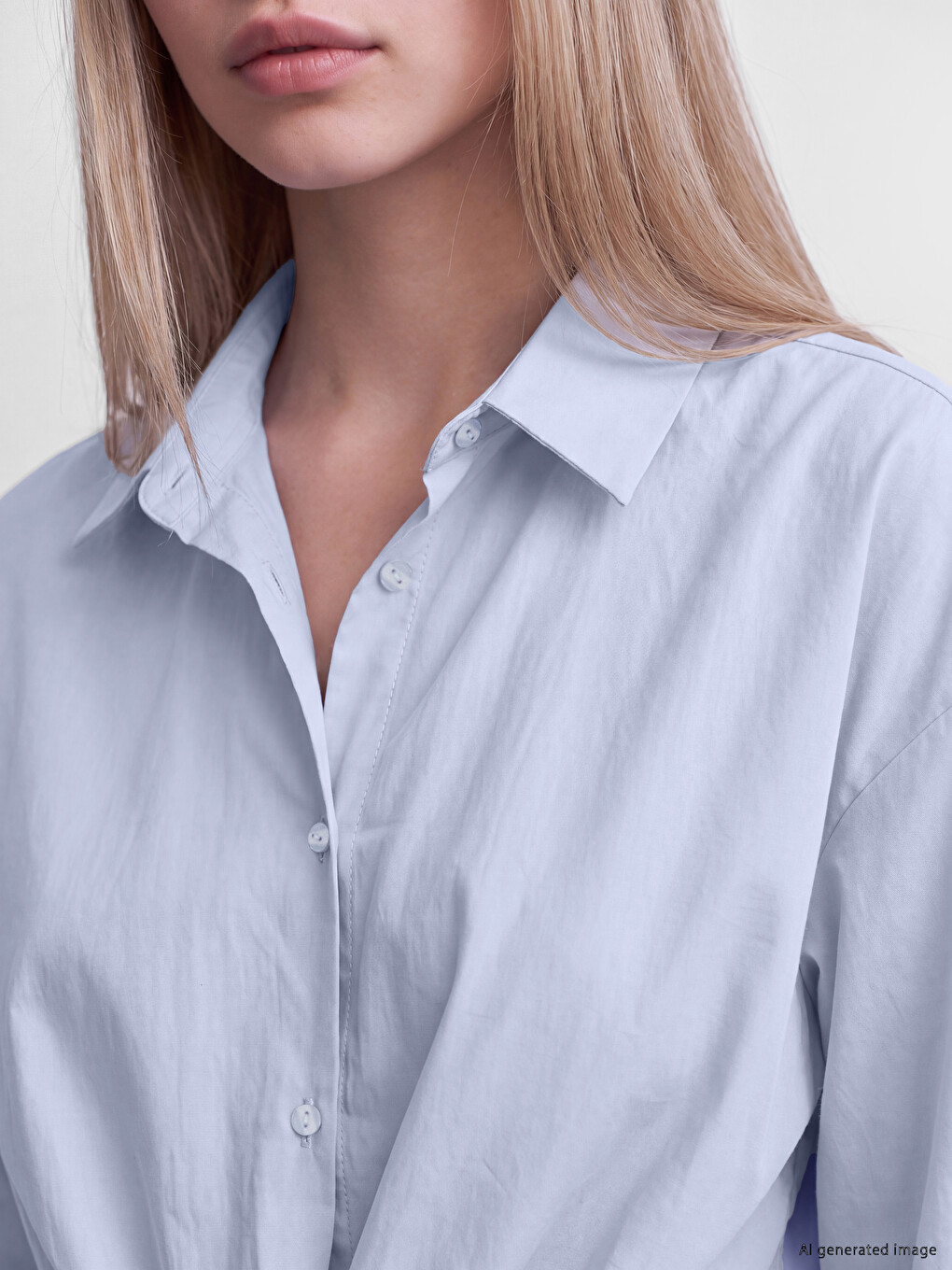 Tied Poplin Oversize Women's Shirt-3
