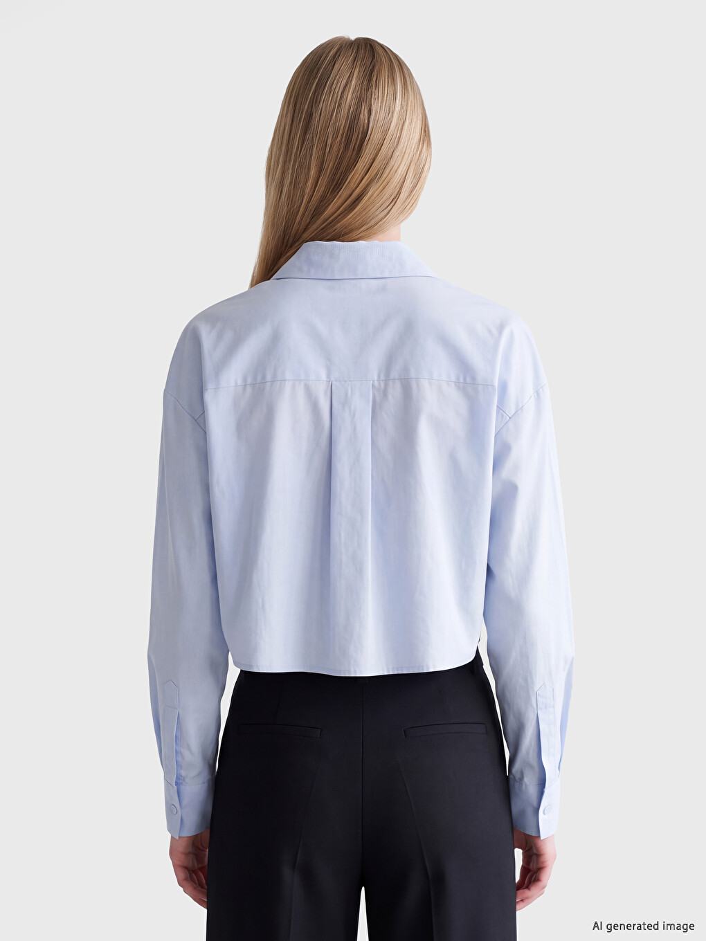 Tied Poplin Oversize Women's Shirt-4